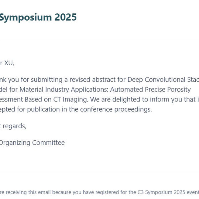 🎉 My paper abstract has been accepted for presentation at the C3 Symposium 2025!